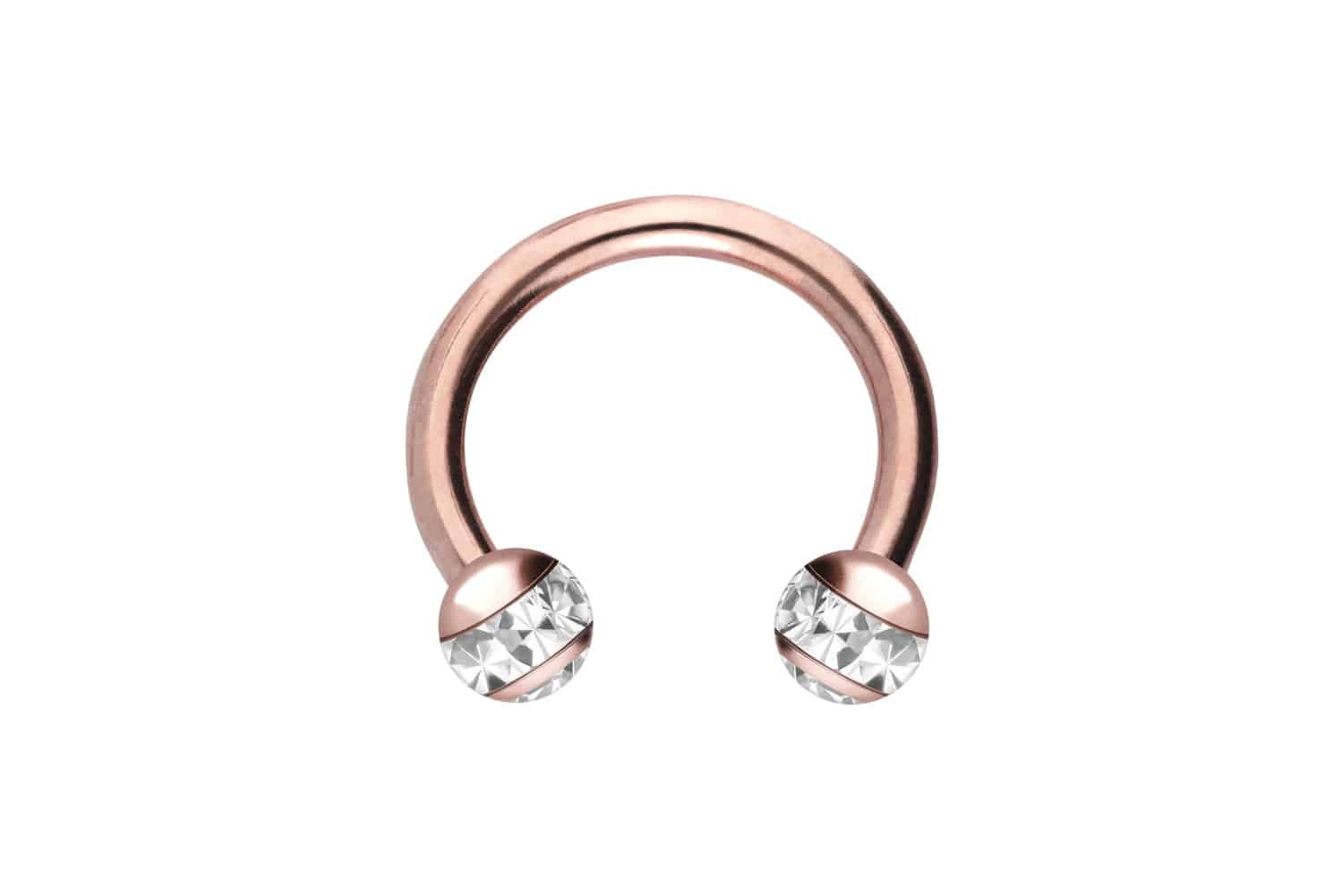 Chirurgenstahl Hufeisenring EPOXY-RING-KUGELN + KRISTALLE